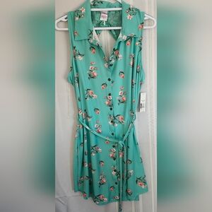 No Boundaries Teal Floral Button-Up Midi Dress
